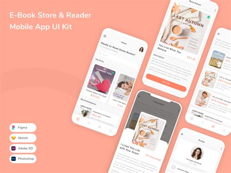E Book Store And Reader Mobile App Ui Kit Uplabs