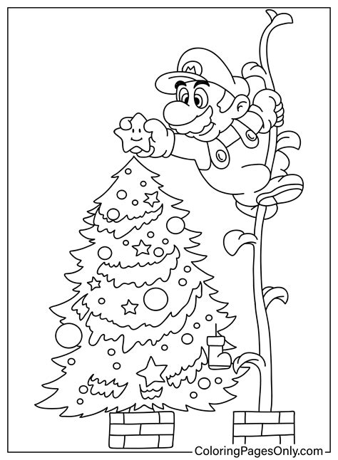 Christmas Mario Coloring Page Free Printable Coloring Pages