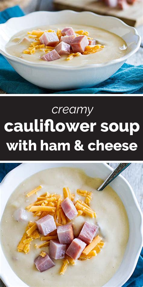 Add the cauliflower, potato, stock, milk and seasoning. Cauliflower Soup with Ham and Cheese - Taste and Tell ...