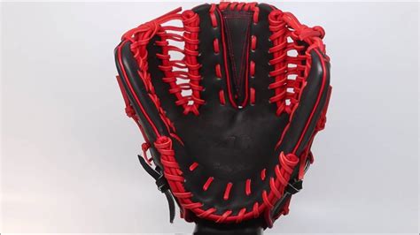 44 Pro Custom Baseball Glove Signature Series Ambidextrous Black Red 12