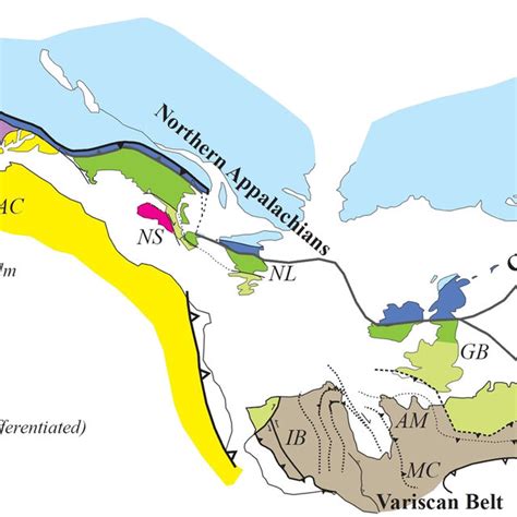 Tectonic Map Of The Appalachian Variscan Caledonian Orogen Tectonic