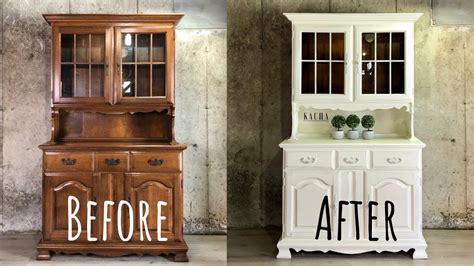 Easy kitchen cabinet painting tutorial. Low Budget Chalk Paint Makeover / The Waverly White Hutch ...