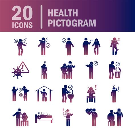 Health Care And Viral Infection Gradient Color Pictogram Icon Set