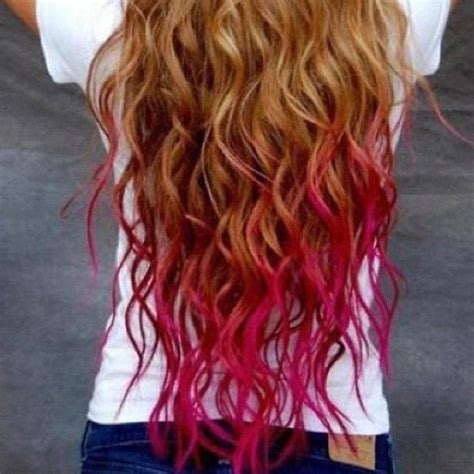 This With Red Dip Dye Hair Hair Styles Dyed Curly Hair