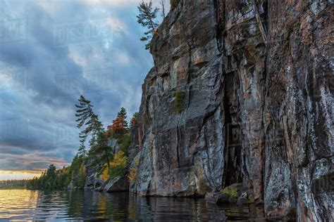 The Painted Cliffs Of Rock Lake At Sunset In Algonquin Park Ontario