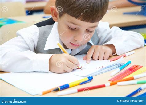 The Boy Draws Stock Photo Image Of Learning School Childhood 4463006