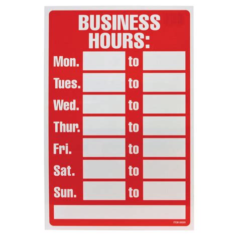 Hours Of Operation Signs By Bethel Signs And Graphics