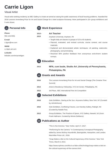 Artist Resume Sample—examples Templates And Guide For 2024