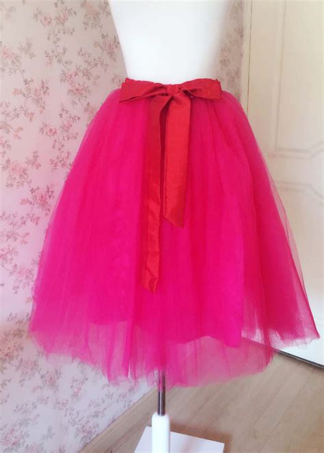 Adult Girls Fuchsia Hot Pink Tulle Skirt Plus Size High Waisted Tutu