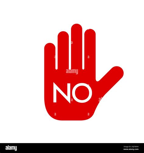 Red Prohibition Sign Stop Hand Icon No Symbol Halt Gesture Do Not