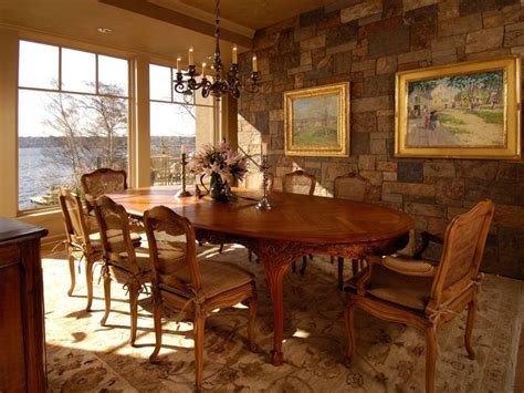 Dining Room Stone Walls Pamela Pearce Design Pacific Nw Interior