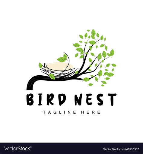 Birds Nest Logo Design Bird House For Eggs Bird Vector Image