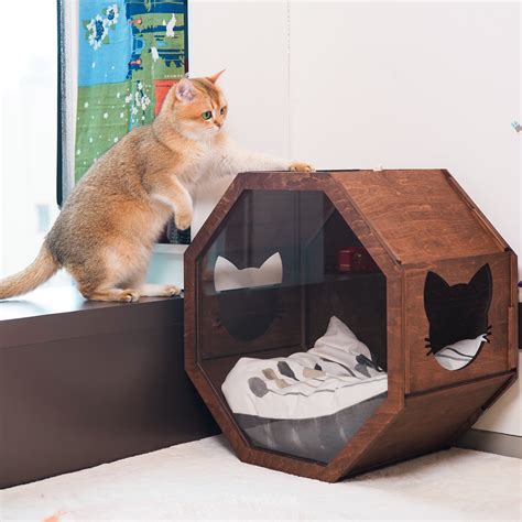 House For Cat Wooden Cat Furniture Indoor Cat House Cat Bed Etsy