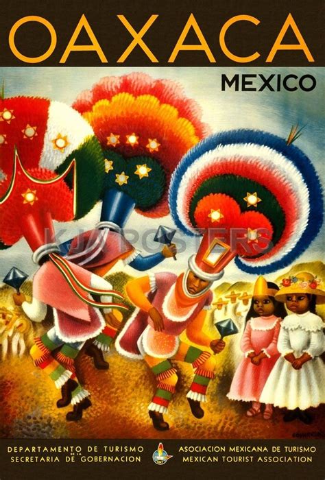 Oaxaca Vintage Mexican Travel Poster Covarrubia Mexico C 1950´s