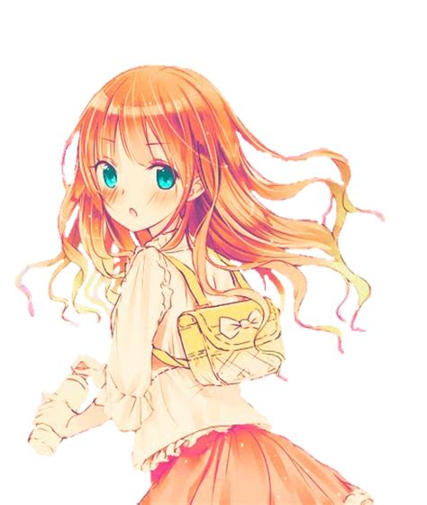 Anime Girl With Orange Hair And Blue Eyes