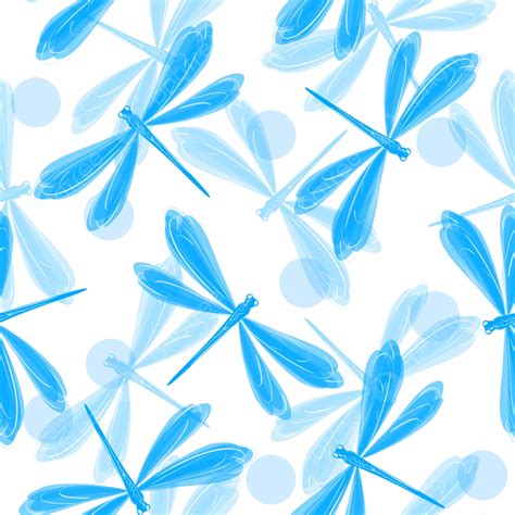 Decorative Seamless Pattern With Cute Blue Dragonflies Background