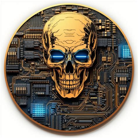 Premium Ai Image A Skull With Glowing Eyes On A Circuit Board