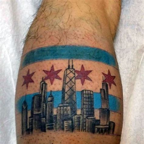 50 Crazy Chicago Flag Tattoo Designs For Men 2023 Guide