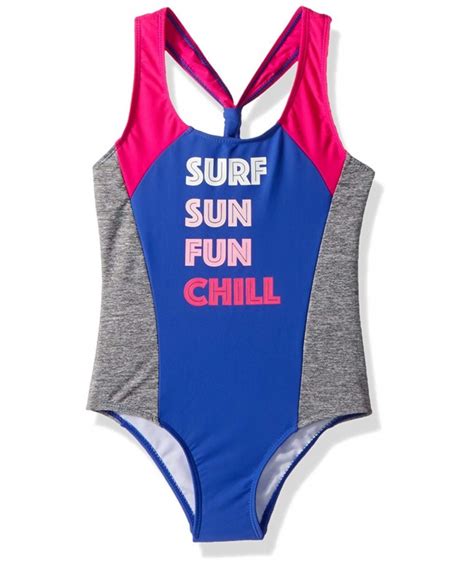 Girls One Piece Swimsuit With Fun Prints Dazzling Blue Cb187nl77qr