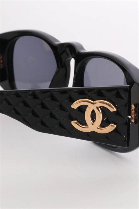 Chanel Sunglasses with Quilted Sides and Gold Toned Logo, 1980s at 1stdibs