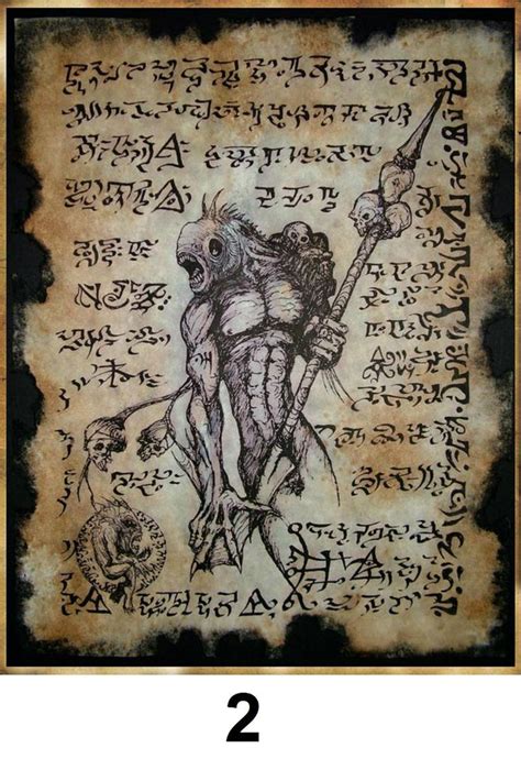 Necronomicon Demons Poster Art Witchcraft Alchemy Painting Amulet In