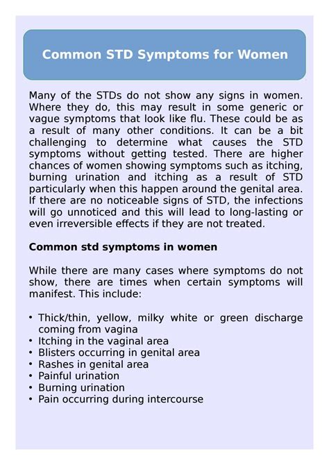 Common Std Symptoms For Women By Mylab Box Issuu
