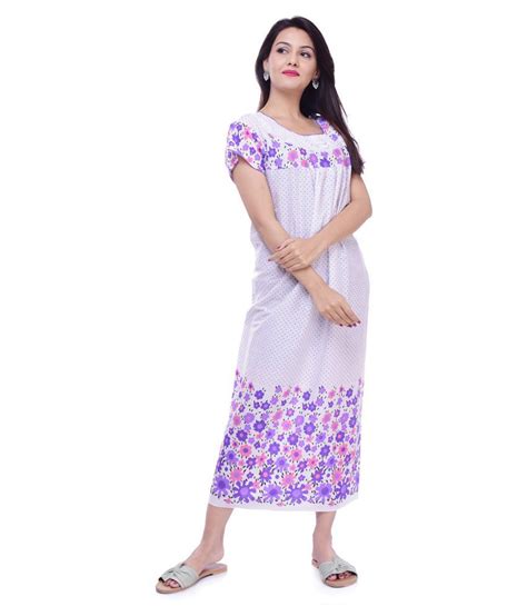 Buy Apratim Cotton Nighty And Night Gowns White Online At Best Prices