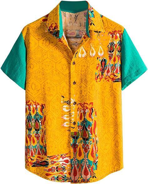 Mens Big And Tall Size Hawaiian Shirts Tropical Printed Short Sleeve