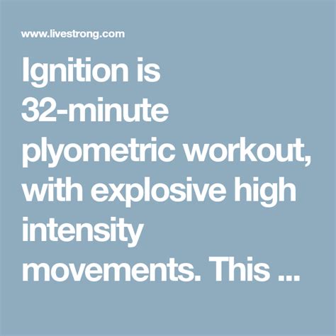 Ignition Is 32 Minute Plyometric Workout With Explosive High Intensity