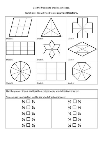 Equivalent Fractions Of Shapes Teaching Resources