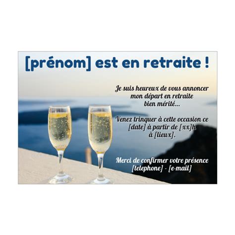 Livraison gratuite sur votre première commande expédiée par amazon. Carte Invitation Retraite Champagne Fete Mer gratuit à ...