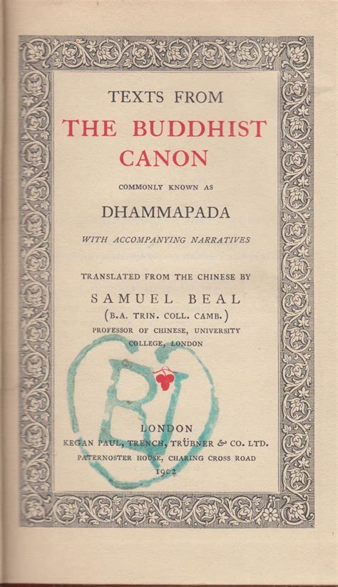 Texts From The Buddhist Canon Commonly Known As Dhammapada With