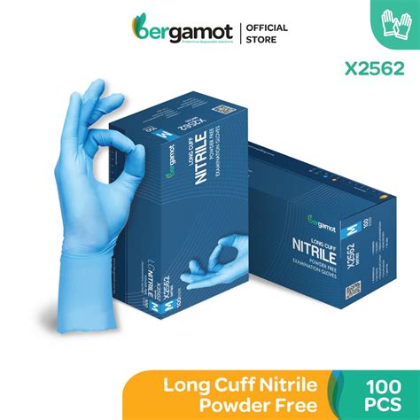 X2562 Bergamot Long Cuff Nitrile Powder Free Examination Gloves 100