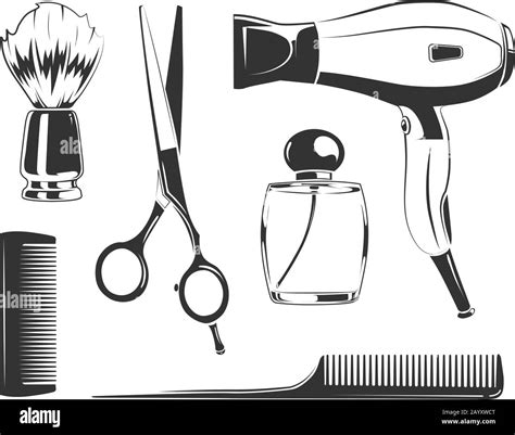 Vector Black Elements For Barber Shop Labels Comb And Scissors Hair