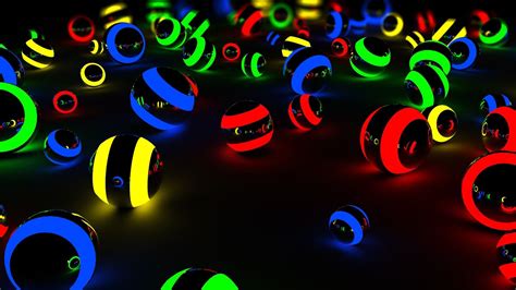 Blue Red Green Yellow Lightening Balls Hd Abstract Wallpapers Hd