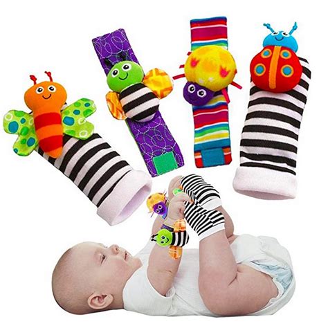 4pcs Baby Rattle Toys Cute Foot Finder Baby Toy With Sensory