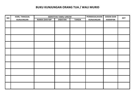 Format Buku Kunjungan Kelas Perpustakaan Dalam Administrasiperpustakaan