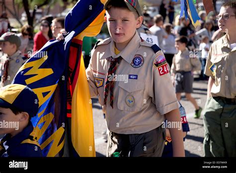 Boy Scouts Of America March In The Veterans Day Parade Which Honors