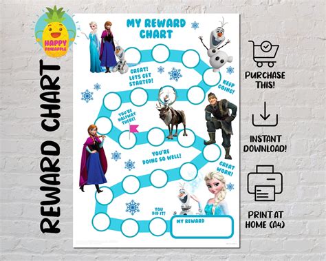 Frozen Reward Chart For Kids Chore Chart Behaviour Chart Digital