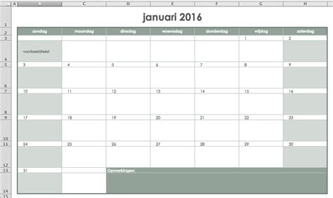 Voorbeeld Schema Calendar