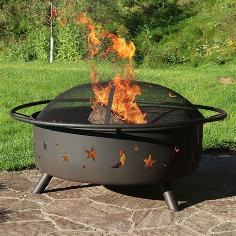 Sunnydaze Cosmic Outdoor Patio Wood Burning Fire Pit With Spark Screen