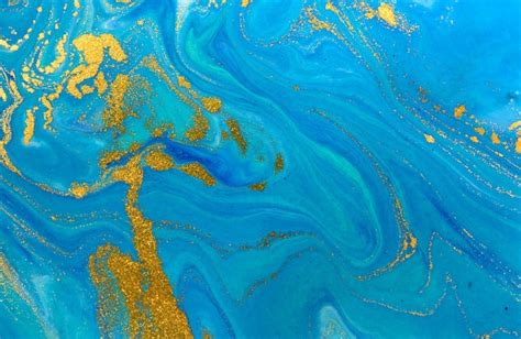 Premium Photo Marbled Blue And Gold Abstract Background Liquid