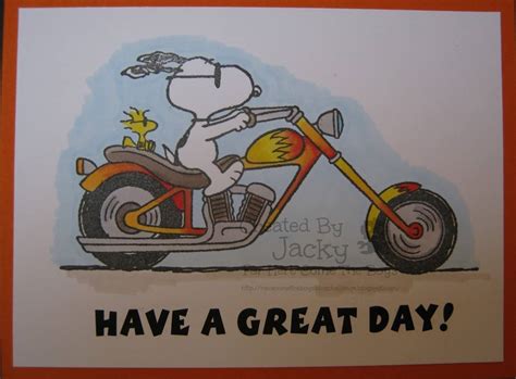 Have A Great Day Snoopy And Woodstock On Motorcycle With Both Wearing