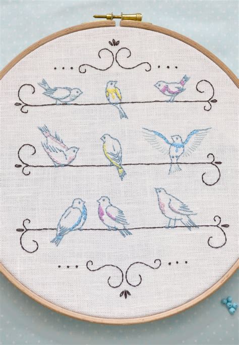 Bird Hand Embroidery Pattern Pdf Love Birds Diy Shabby Etsy Bird