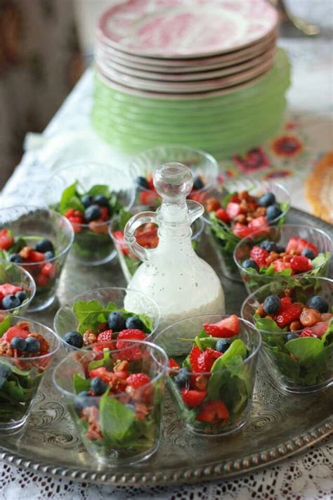 Here are some fruit salad ideas that will transform your simple fruit salads into something extra special. Party food idea... Strawberry spinach salad with poppy ...