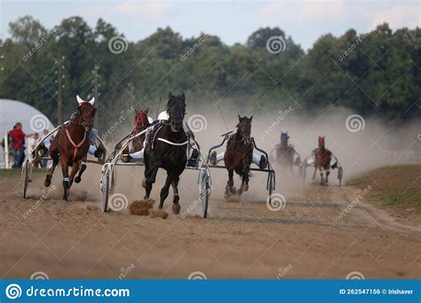 Horses And Riders Running At Horse Races Stock Photo Image Of Sport