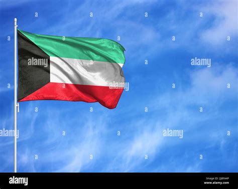 National Flag Of Kuwait On A Flagpole Stock Photo Alamy