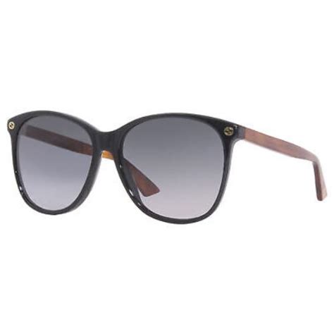 gucci gg0024s 003 sunglasses women`s black havana grey gradient lenses square gucci