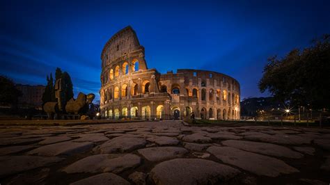 Papeis De Parede Coliseu Pedras Itália Roma Cidade Passeio Noite