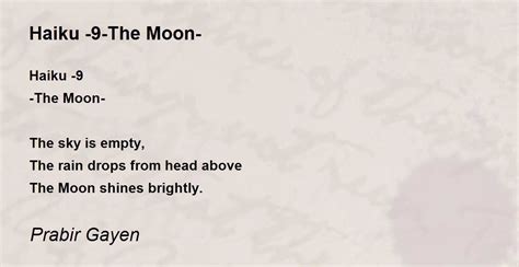 Haiku 9 The Moon Haiku 9 The Moon Poem By Prabir Gayen